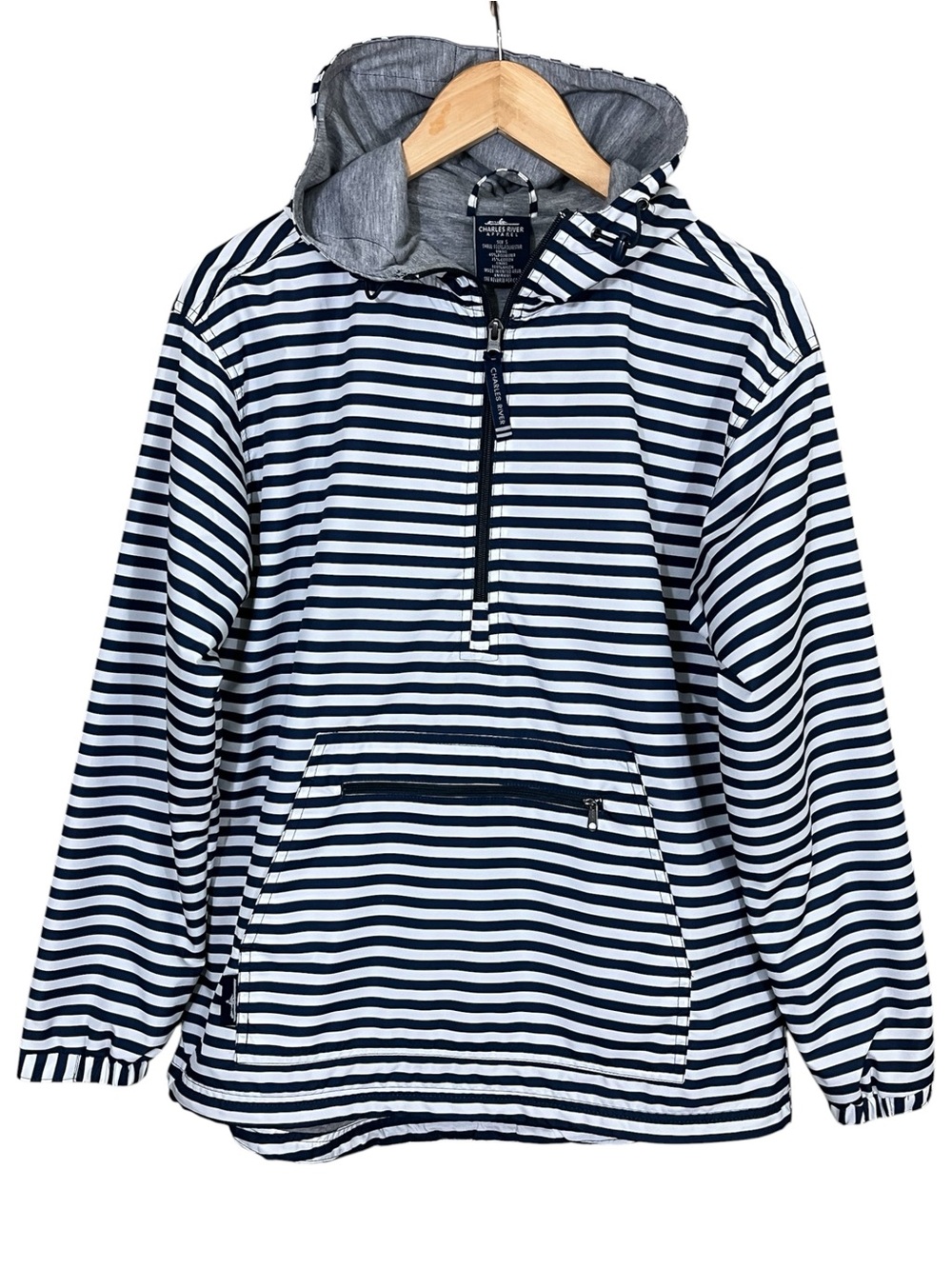 Charles River Navy & White Chatham Anorak Pullover Windbreaker Size Small